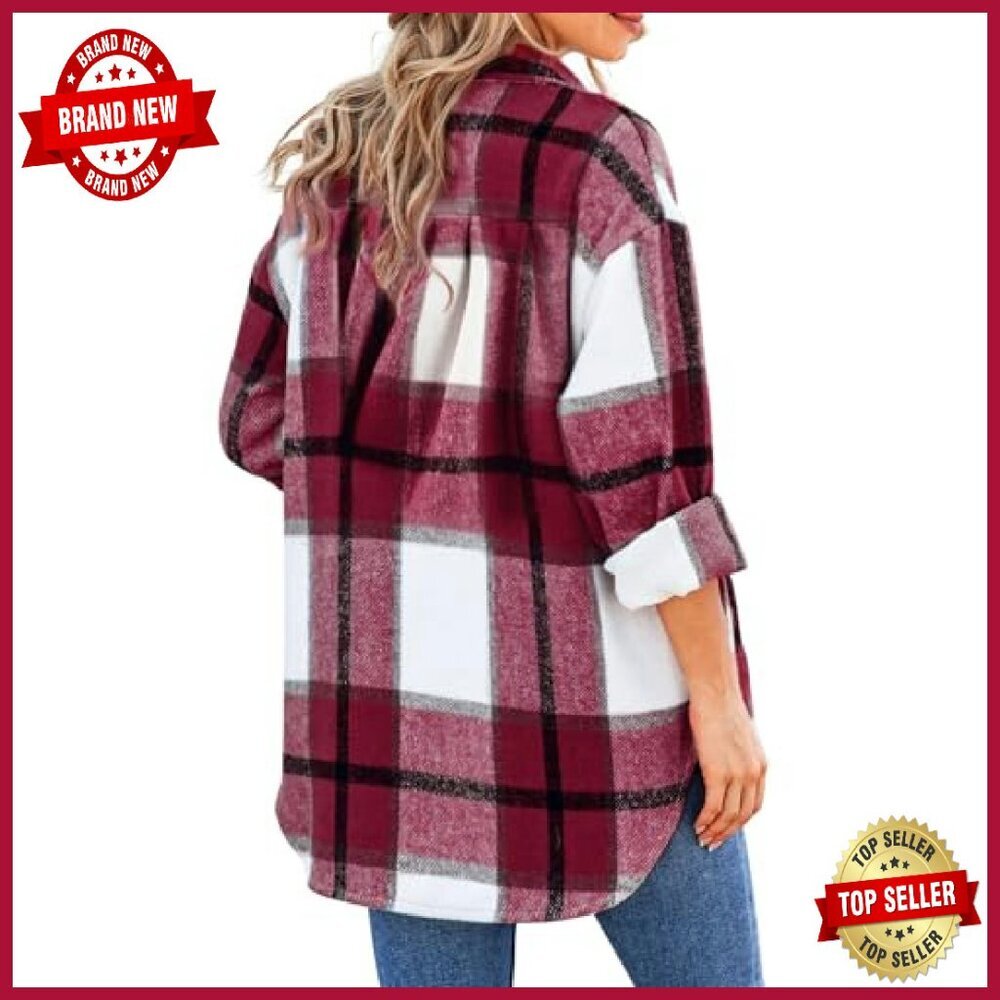 Soft Flannel Shacket Jacket Button Down Plaid Lon… - image 4